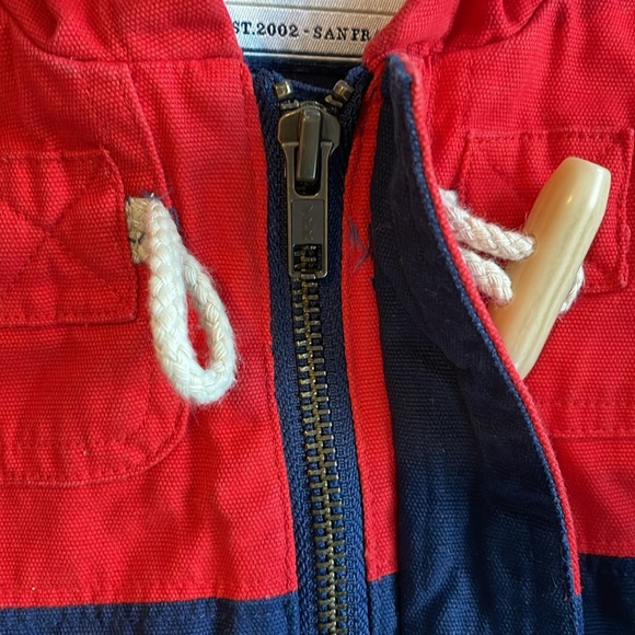 Janie and Jack nautical hooded coat canvas toggle and zipper closure size 5-6 - Picture 3 of 4